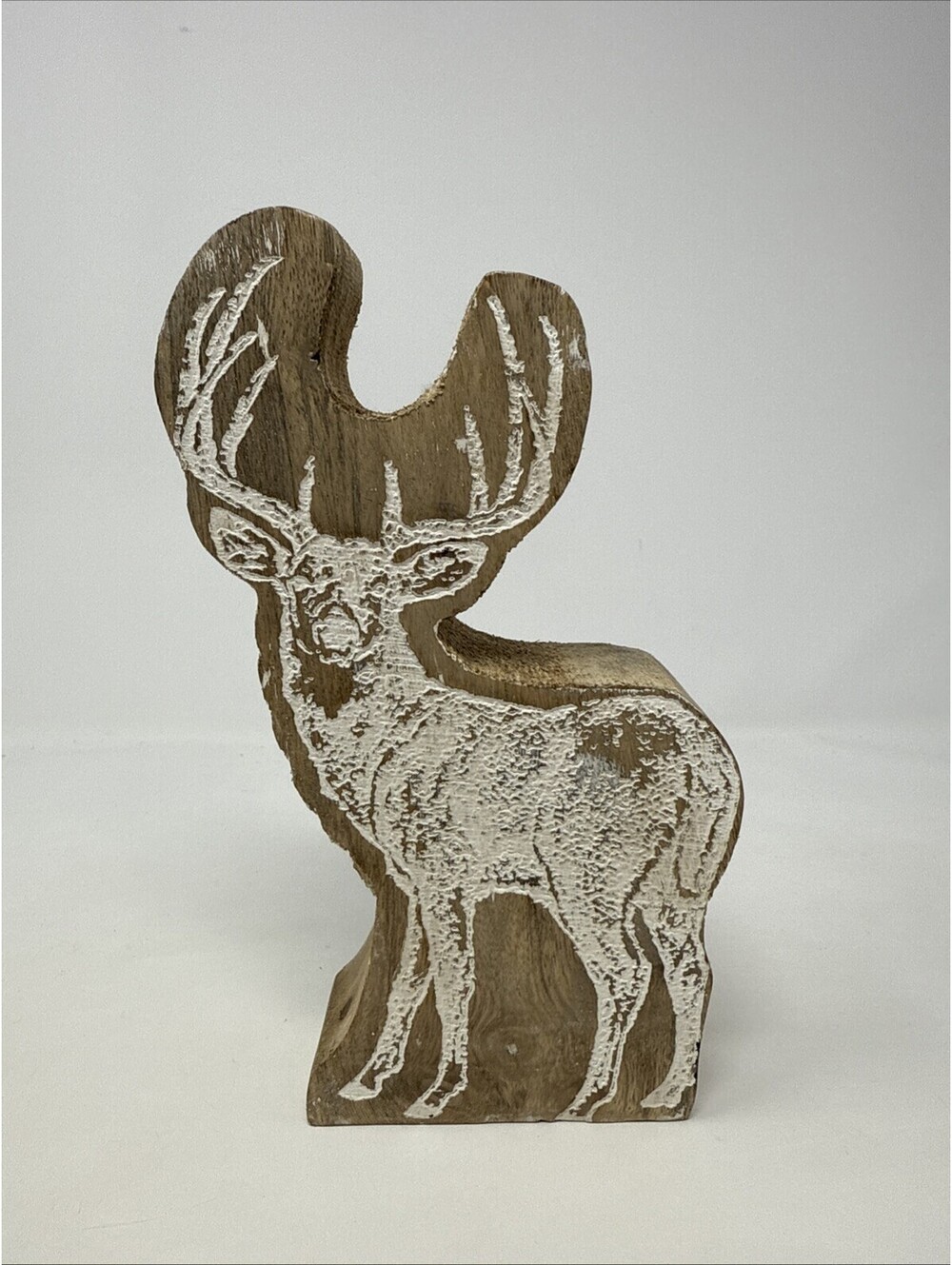 Wood Deer Table Decor 4.5 In x 7 In